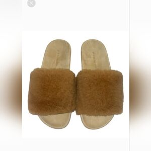 Jenni Kayne  Shearling Vamp Suede Molded Footbed Slides NWOT OR BOX